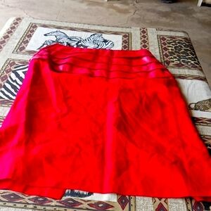 ALAN AUSTIN DARK PINK LEATHER AND LINEN SKIRT